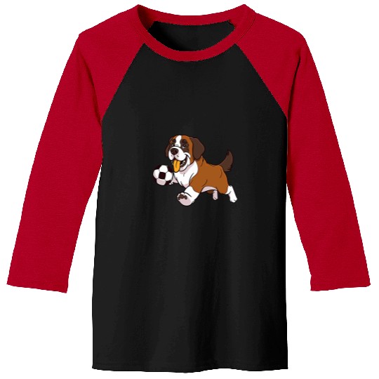 Saint Bernard Soccer Funny Dog Sport Baseball Tees