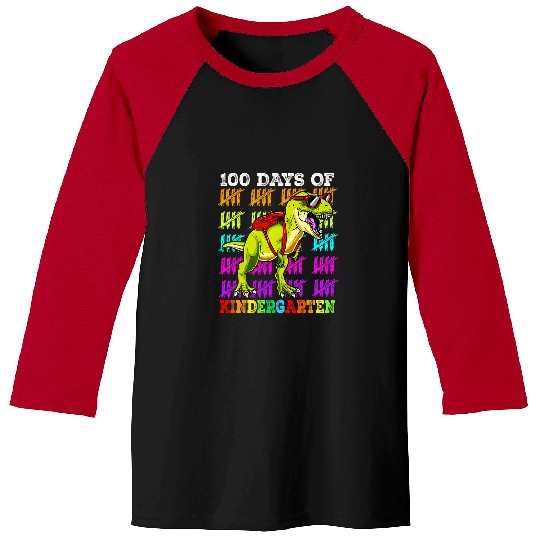 Dinosaur Pet 100 Days Of Kindergarten T rexs 100th Day of School Trex Boys Baseball Tees