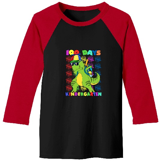 Dinosaur Pet 100 Days Of Kindergarten  Dinosaur Trex Baseball Tees