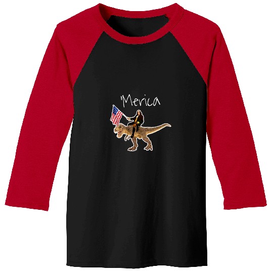 Dinosaur Pet Benjamin Franklin Ben Riding a Dinosaur Funny American Flag Baseball Tees
