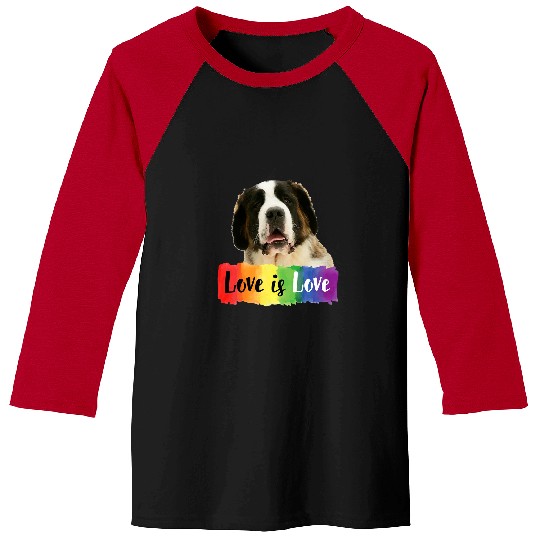 Love is Love Rainbow Dog Saint Bernard Baseball Tees
