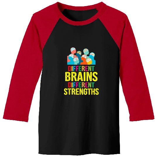 Autism Puzzle Different Brains Different Strengths Neurodivergent Baseball Tees