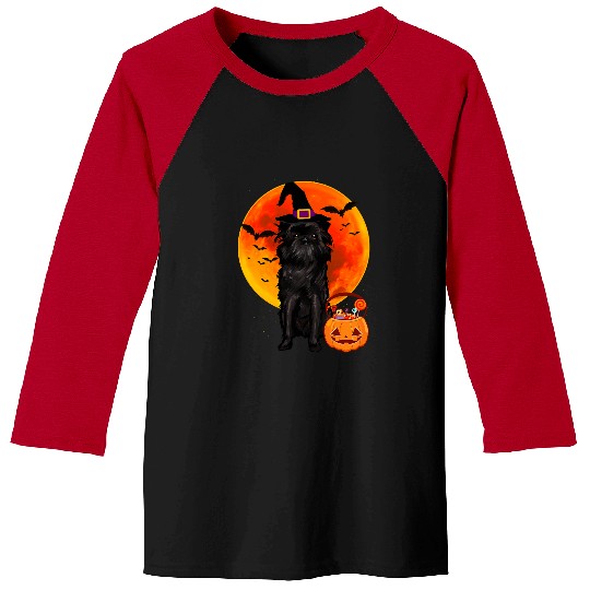 Affenpinscher Pet Dog Halloween Affenpinscher Jack O Lantern Pumpkin Baseball Tees