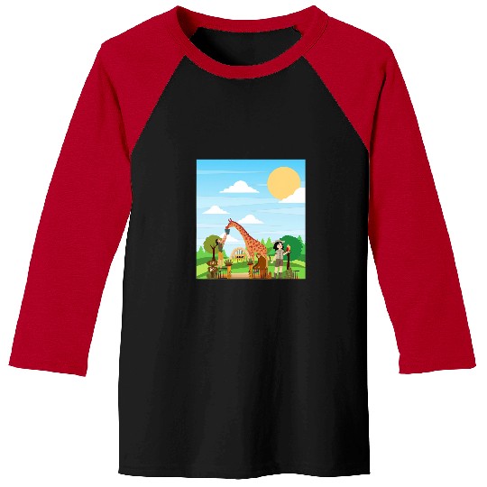 Giraffe Pet Lets go to the zoo Giraffe Monkey and Parrot Baseball Tees