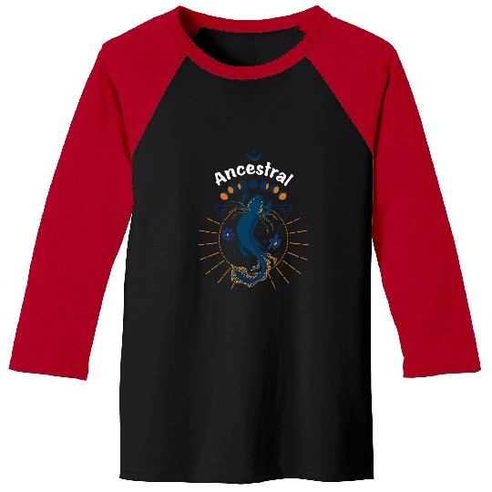 Axolotls Pet Ancestral Mystical Axolotls Moon Phase with Lotus Flowers Baseball Tees