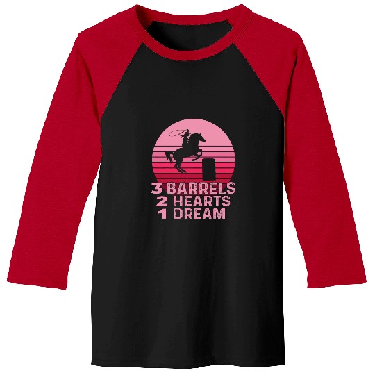 Horse Pet Barrel Racing 3 Barrels 2 Hearts 1 Dream Rodeo Pink Baseball Tees