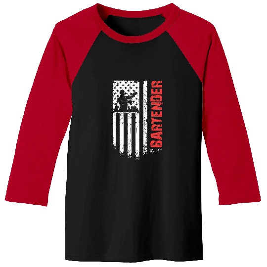 US Flag Proud American Bartender Baseball Tees