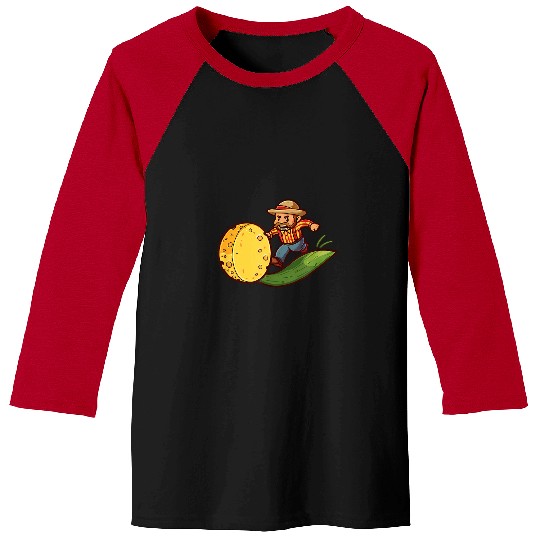 Farmer Chasing Cheese Design Dairy Farmer Baseball Tees