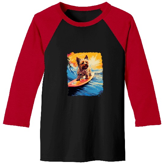 Paddle Board Surfing Dog Yorkshire Terrier Baseball Tees