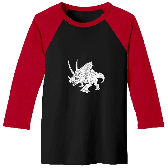Dinosaur Pet Granite pencil like triceratops dinosaur drawing outlined Baseball Tees