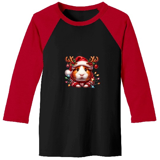 Guinea Pig Pet Christmas Reindeer Christmas Lights Pajama Baseball Tees