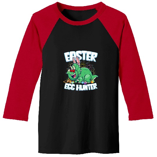 Dinosaur Pet Egg Hunter Easter Dinosaur Bunny Kids Boys Triceratops Baseball Tees