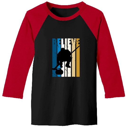 Retro Mens Ice Curling Winter Sports Training Train Coach Baseball Tees