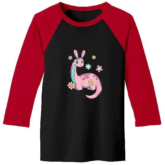 Dinosaur Pet brontosaurus bunny ears egg easter day dinosaur dino boys 9 Baseball Tees