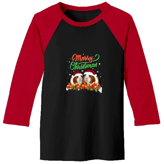 Guinea Pig Pet Christmas Light Matching Family Pajama Baseball Tees
