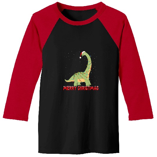 Dinosaur Pet Cute Brontosaurus Christmas Tree Lights Baseball Tees
