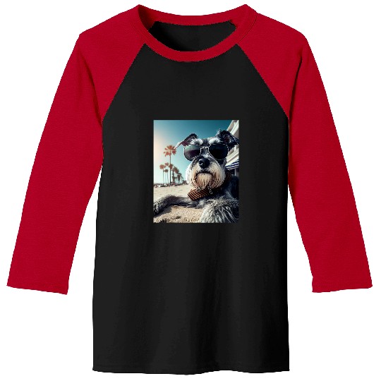Cool Schnauzer wearing sunglasses portrait Baseball Tees