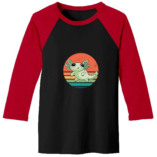 Axolotls Pet Retro Graphic Axolotls Kawaii Mexican Salamander Amphibian 43 Baseball Tees