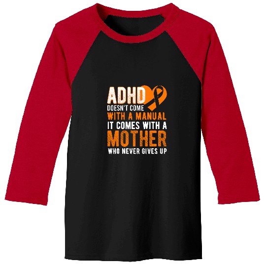 ADHD Ribbon Neurodiversity Dyslexia Mothers Day Baseball Tees