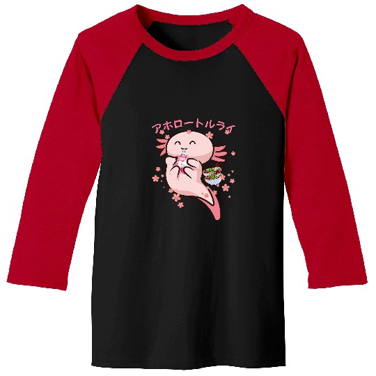 Axolotls Pet Kawaii Axolotls Life Ramen Strawberry Milk Shake Japanese 52 Baseball Tees