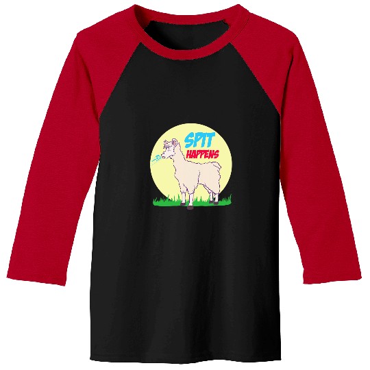 Llama Pet Spit Happens Funny Llama Lover Alpaca Baseball Tees