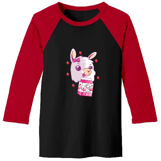 Llama Pet Strawberry Milk Shake Cute Llama s Pink Kawaii Alpaca Baseball Tees