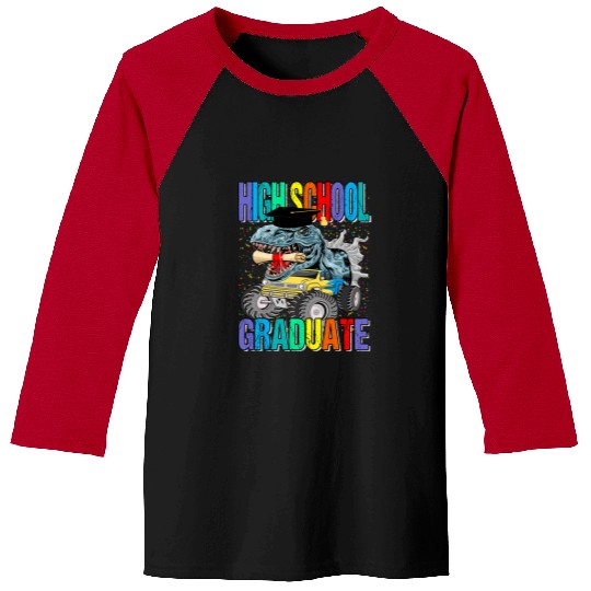 Dinosaur Pet High School Graduate Monster Truck Dinosaur Graduation Baseball Tees