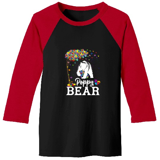 Autism Puzzle Awareness Poppy Bear Support Baseball Tees