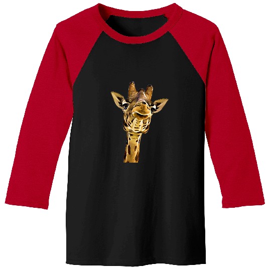 Giraffe Pet African Wildlife Cartoon Filter Animal Giraffes Portrait Baseball Tees