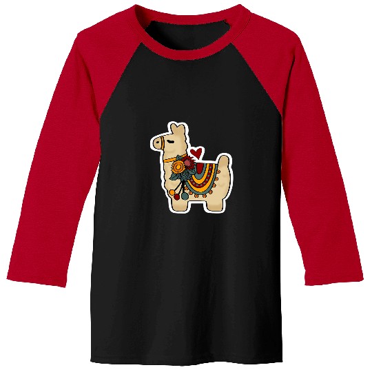 Llama Pet Festive Llama Bright fun bold happy cute joyful Baseball Tees