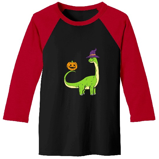 Dinosaur Pet Brachiosaurus Witch Pumpkin Halloween Dinosaur Brontosaurus Baseball Tees