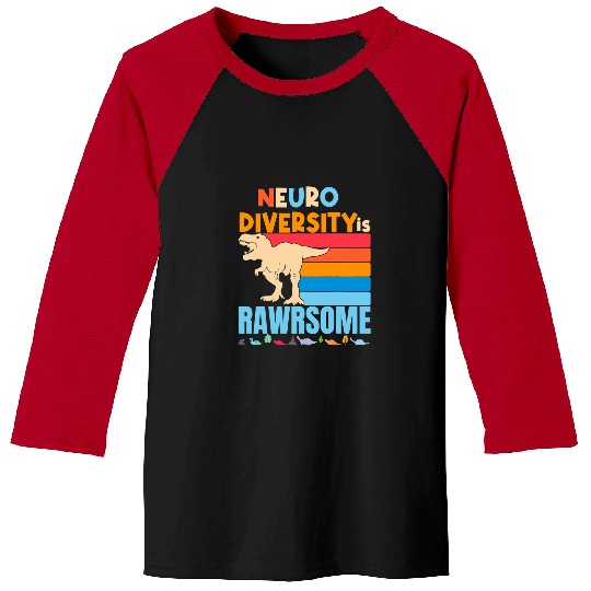 ADHD Ribbon Neurodiversity Is Awesome Boys Girls ADHD Awareness Dinosaur Baseball Tees