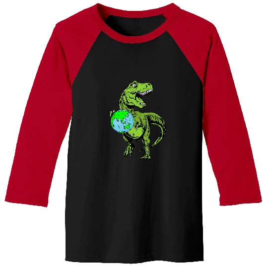 Dinosaur Pet Holding Earth Day Cute TRex Boys Kids Toddlers Baseball Tees