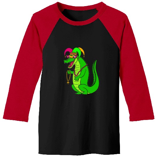 Alligator Pet Cute Mardi Gras Alligator for Kids or Adults Baseball Tees