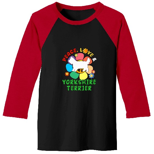 Peace Love And Yorkshire Terrier Flowers Peace Symbols Baseball Tees
