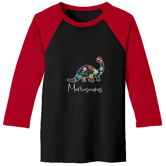 Dinosaur Pet Mamasaurus Christmas Cute Floral Brontosaurus Dinosaur Mom Baseball Tees