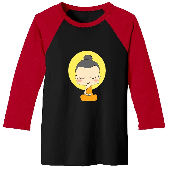 Buddha Monk Meditation Cartoon Baseball Tees
