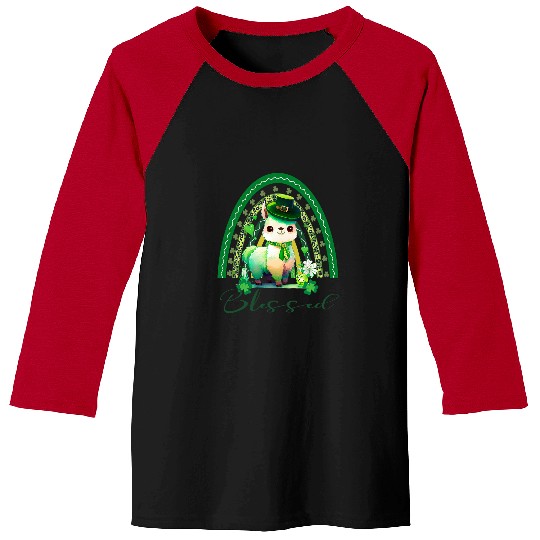 Llama Pet St Patricks Blessed Christian Rainbow Adorable Baseball Tees