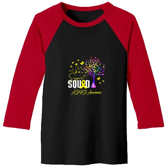ADHD Ribbon Support Squad For Adhd Awareness Baseball Tees