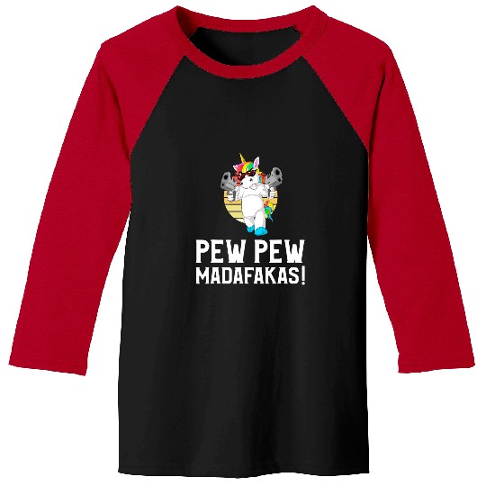 Unicorn Pet Pew Pew Madafacas Baseball Tees