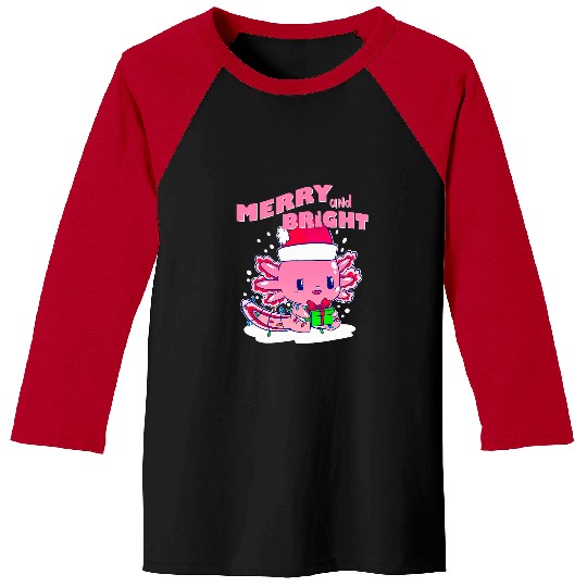 Axolotls Pet Christmas Axolotls in Santa Hat Merry and Bright 263 Baseball Tees