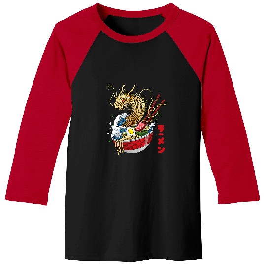 Dragon Pet Ramen Dragon Kanagawa Japanese Food Kaiju Kawaii Ramen Baseball Tees