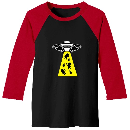 Aliens UFO Abduction Christmas Funny Alien ET xmass Holiday Baseball Tees