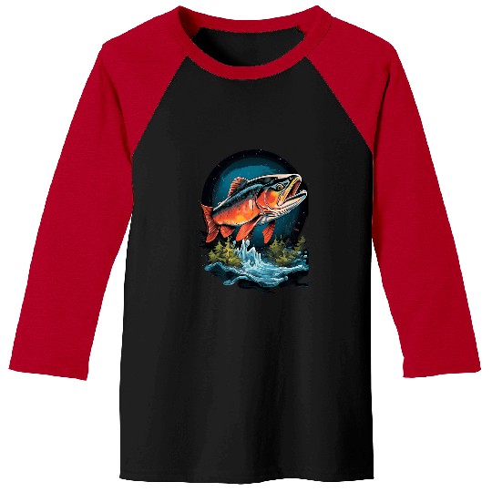 Fishing Fun Fly Fishing Arctic Char Brook Trout Fish 10 Baseball Tees