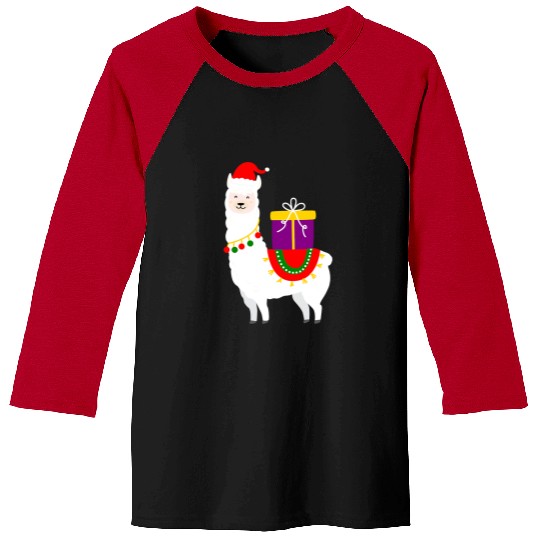Llama Pet Christmas Santa Hat Animal Graphic Alpaca Lover Baseball Tees