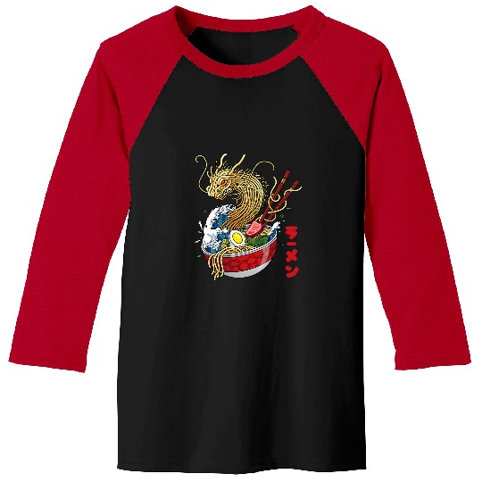 Dragon Pet Ramen Dragon Kanagawa Japanese Food Kaiju Kawaii Ramen 2 Baseball Tees