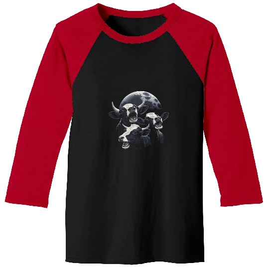 Cow Pet 3 Cows Howling With Full Moon in Background 2Funny Cow Baseball Tees