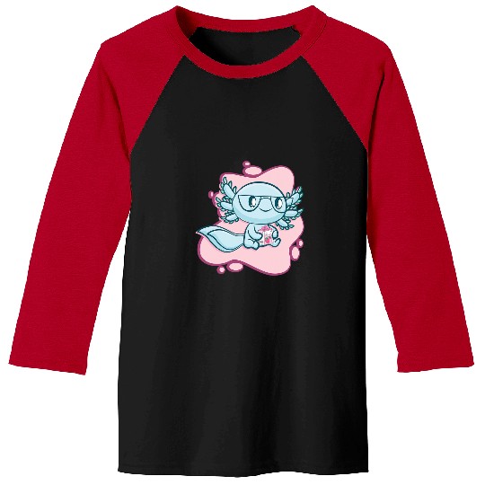 Axolotls Pet Strawberry Milk Ambystoma Mexicanum Walking Fish Baseball Tees