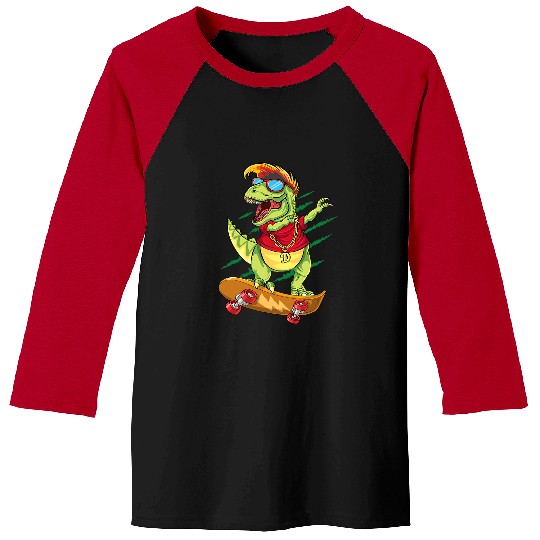 Dinosaur Pet Cool Skateboarding Dinosaur Skater  T rexs Skateboard Baseball Tees