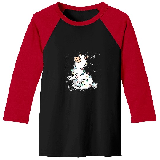 Llama Pet Christmas Tree Lights Ornaments Festive Llama Alpaca xmass Baseball Tees